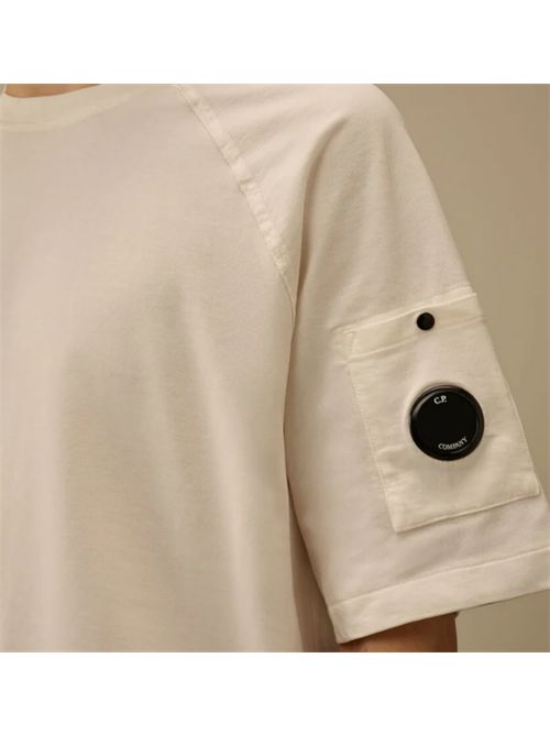 FLEECE COTTON T-SHIRT C.P.COMPANY | 20CMSS034A002246G103 - GAUZE WHITE